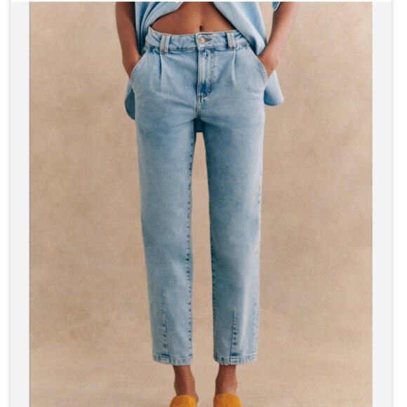 Sezane Denim - SEZANE - Manu Denim Trousers - Women - Bleach - 44 /12